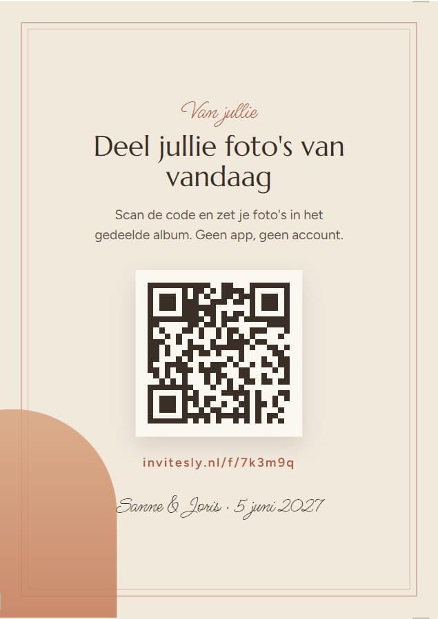 QR-tafelkaart in het thema Bohemian Chic
